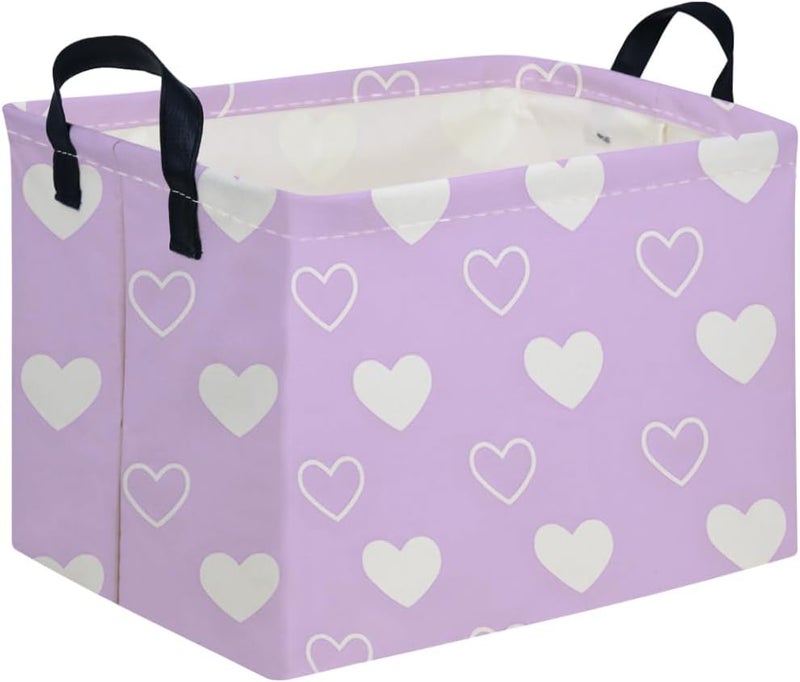 FXOCSHE Rectangular Purple heart,Valentine's Day Gift Basket,nursery basket,Pink girls gift baskets,kids toy storage Bin, Love Heart Room Decor for Home,Shelf Baskets(Purple heart) - Image 1